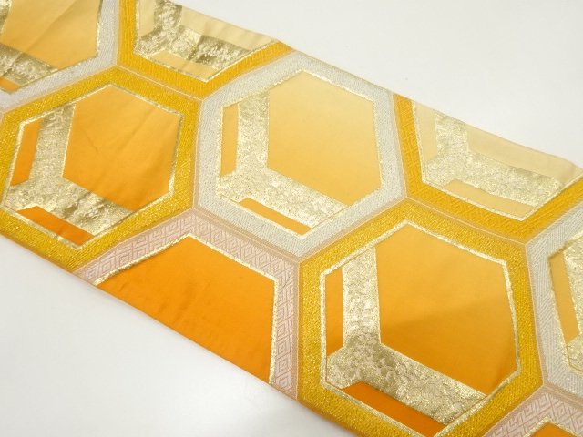 JAPANESE KIMONO / ANTIQUE TORTOISESHELL PATTERN WOVEN FUKURO OBI (MATE